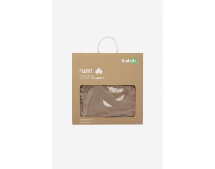 KADOLIS Pyjama Bb en Coton Bio - Plumes blanches - Beige (2)