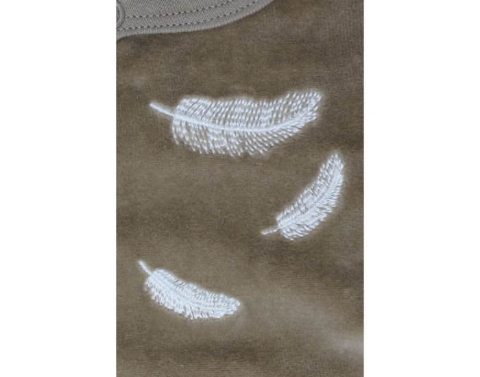 KADOLIS Pyjama Bb en Coton Bio - Plumes blanches - Beige (4)
