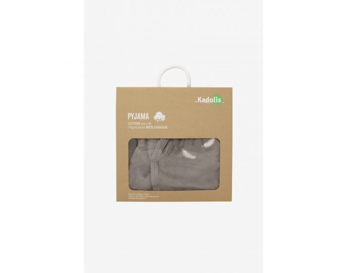 KADOLIS Pyjama Bb en Coton Bio - Plumes blanches - Gris (2)