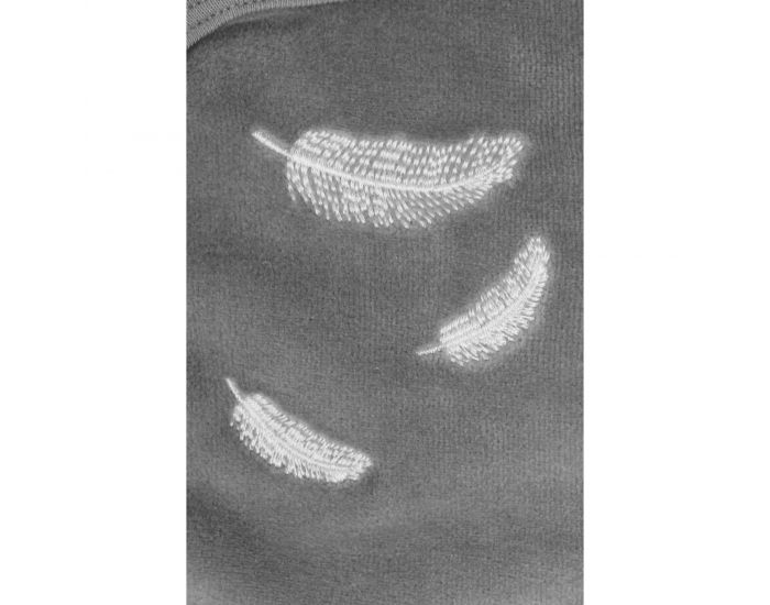 KADOLIS Pyjama Bb en Coton Bio - Plumes blanches - Gris (3)