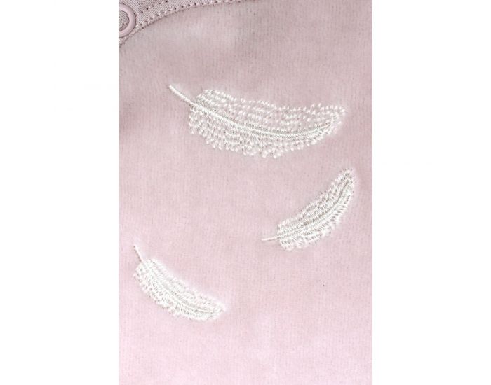 KADOLIS Pyjama Bb en Coton Bio - Plumes blanches -  Rose ple (4)