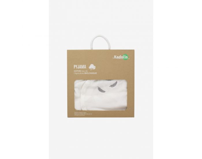 KADOLIS Pyjama Bb en Coton Bio - Plumes colores Gris (2)
