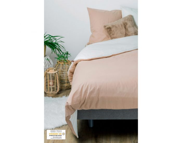 KADOLIS Housse de couette Adulte en coton bio + 2 taies Bicolores Violet (14)