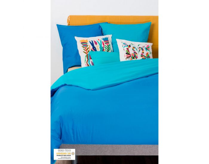 KADOLIS Housse de couette Adulte en coton bio + 2 taies Bicolores Violet (6)