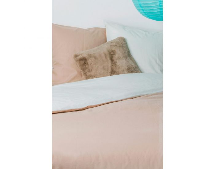 KADOLIS Housse de couette Adulte en coton bio + 2 taies Bicolores Beige (1)