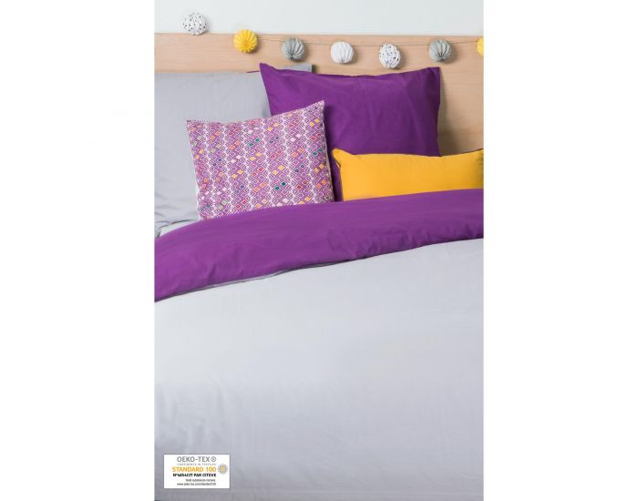 KADOLIS Housse de couette Adulte en coton bio + 2 taies Bicolores Beige (8)