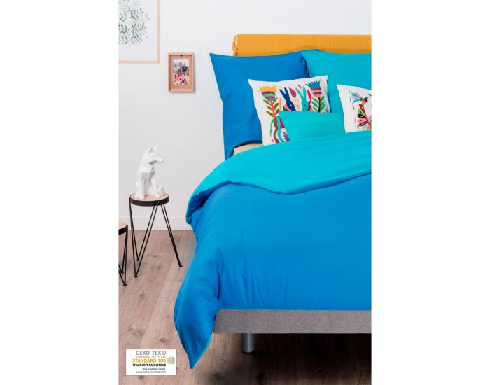 KADOLIS Housse de couette Adulte en coton bio + 2 taies Bicolores Beige (10)