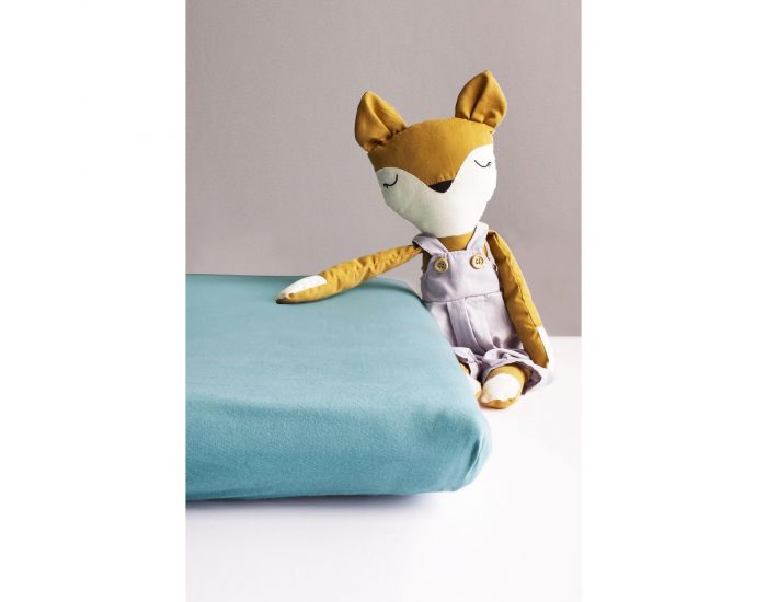 KADOLIS Drap Housse Coton Bio - Berceau/landau Bleu (2)