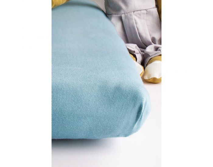 KADOLIS Drap Housse Coton Bio - Berceau/landau Bleu (3)