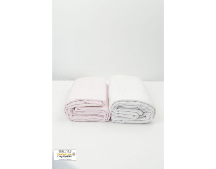 KADOLIS Lot de 2 Maxi langes 100% Coton Bio imprims Etoiles Bleu ciel 120 x 120 cm (14)