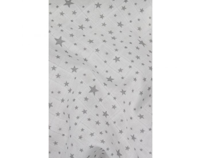 KADOLIS Lot de 2 Maxi langes 100% coton bio imprims Etoiles Gris 120 x 120 cm (13)