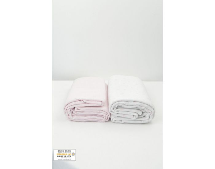 KADOLIS Lot de 2 Maxi langes 100% coton bio imprims Etoiles Rose ple 120 x 120 cm (6)