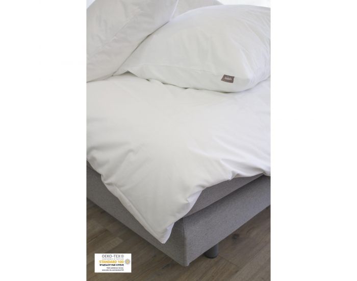KADOLIS Housse de couette adulte + taies Coton bio Blanc (6)