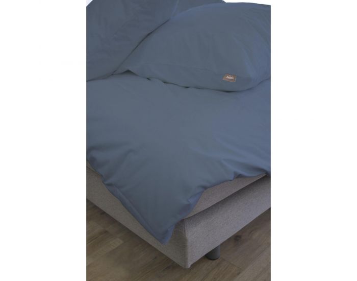 KADOLIS Housse de couette adulte + taies Coton bio Bleu marine (1)