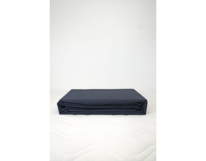 KADOLIS Housse de couette adulte + taies Coton bio Bleu marine (3)