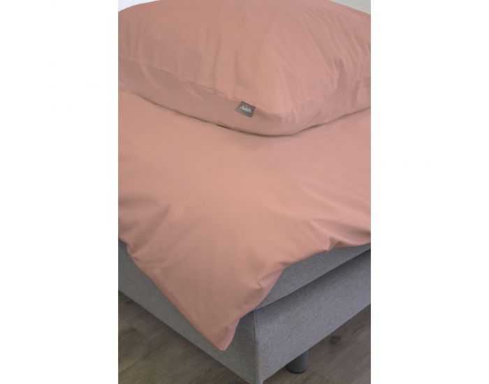 KADOLIS Housse de Couette enfant unie + taie Coton bio Rose poudr 140 x 200 cm (1)