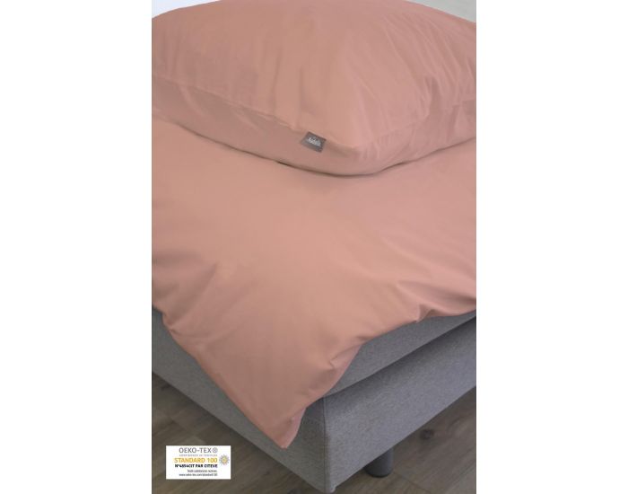 KADOLIS Housse de Couette enfant unie + taie Coton bio Rose poudr 140 x 200 cm (2)