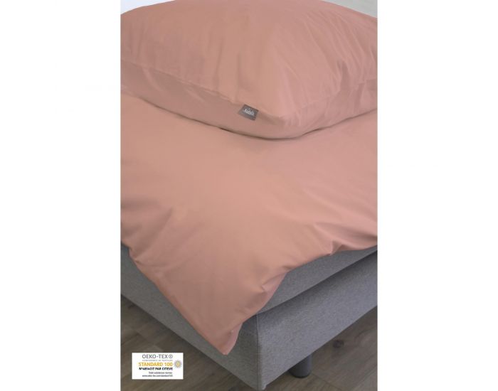 KADOLIS Housse de Couette enfant unie + taie Coton bio Rose poudr 140 x 200 cm (5)