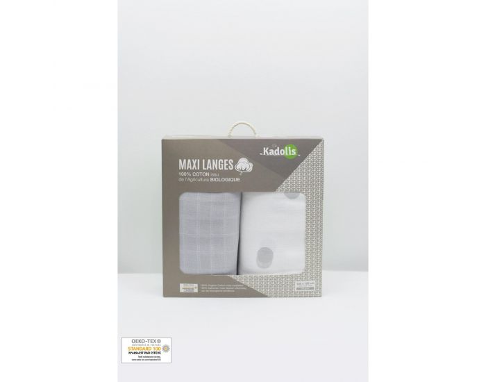 KADOLIS Lot de 2 Maxi langes 100% Coton Bio imprims Ronds Rose ple  120 x 120 cm (12)