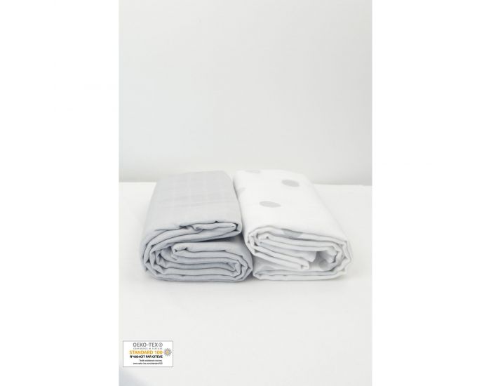 KADOLIS Lot de 2 Maxi langes 100% Coton Bio imprims Ronds Rose ple  120 x 120 cm (14)