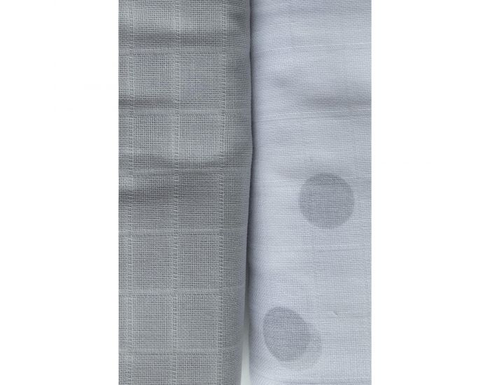 KADOLIS Lot de 2 Maxi langes 100% coton bio imprims Ronds Gris 120 x 120 cm (2)