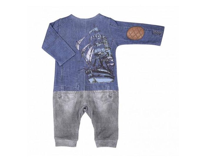 SEVIRA KIDS Combinaison bb garon en coton biologique - Joe Gris (1)