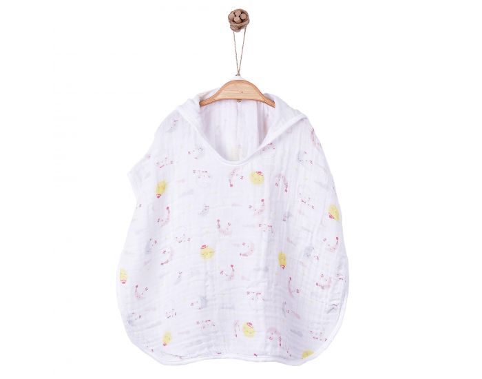 SEVIRA KIDS Poncho de bain bb et enfant en mousseline de coton bio - Dreams Rose (4)
