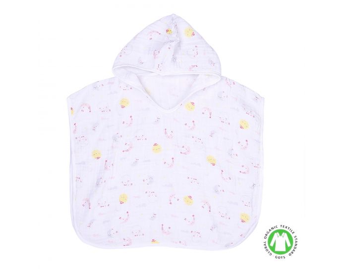 SEVIRA KIDS Poncho de bain bb et enfant en mousseline de coton bio - Dreams Rose (5)