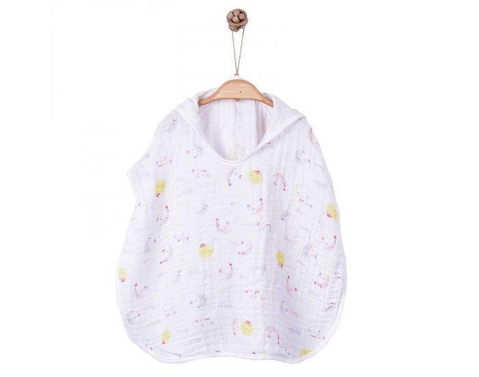 SEVIRA KIDS Poncho de bain bb et enfant en mousseline de coton bio - Dreams Rose (6)