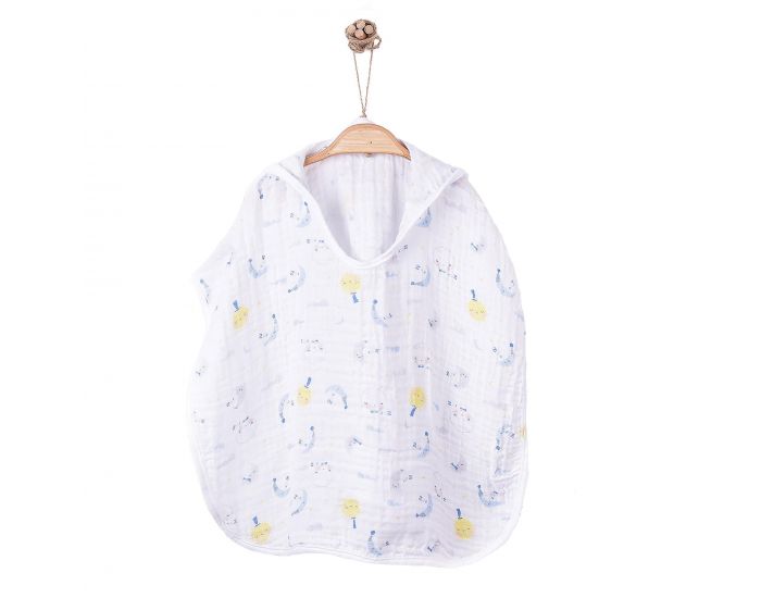 SEVIRA KIDS Poncho de bain bb et enfant en mousseline de coton bio - Dreams Bleu (4)