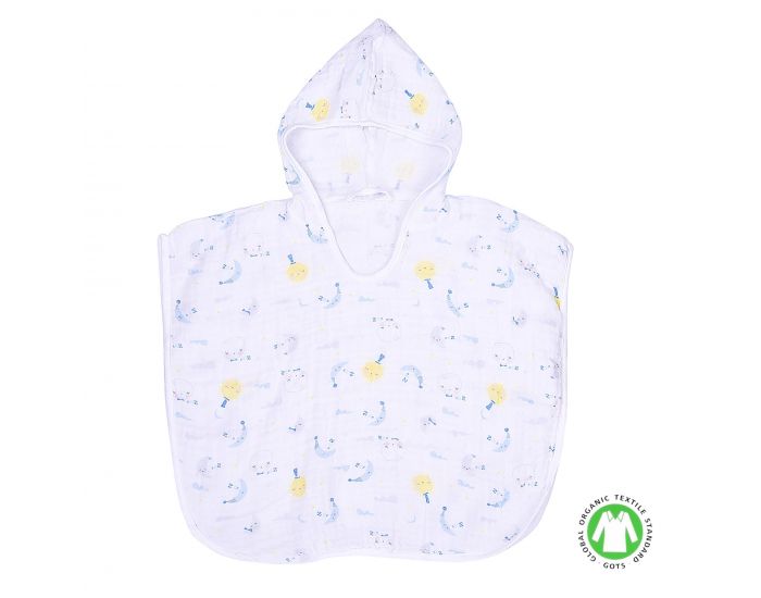 SEVIRA KIDS Poncho de bain bb et enfant en mousseline de coton bio - Dreams Bleu (5)