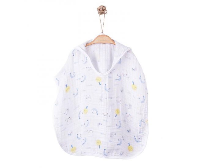 SEVIRA KIDS Poncho de bain bb et enfant en mousseline de coton bio - Dreams Bleu (6)