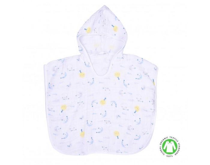 SEVIRA KIDS Poncho de bain bb et enfant en mousseline de coton bio - Dreams Bleu (8)