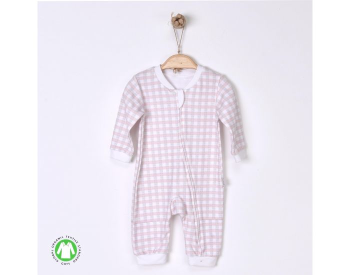 SEVIRA KIDS Combi bb zipe en coton biologique GOTS de 1 mois  12 mois - Collection Vichy Rose (3)