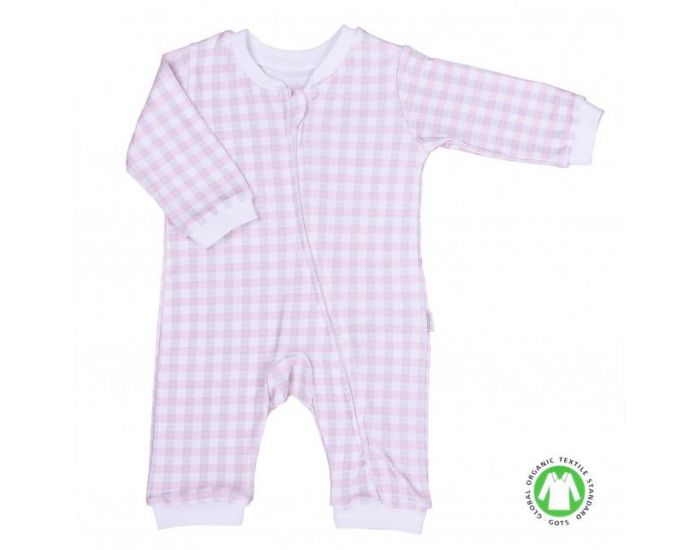 SEVIRA KIDS Combi bb zipe en coton biologique GOTS de 1 mois  12 mois - Collection Vichy Rose (8)