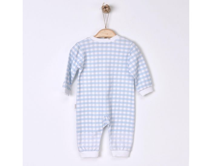 SEVIRA KIDS Combi bb zipe en coton biologique GOTS de 1 mois  12 mois - Collection Vichy Bleu (13)