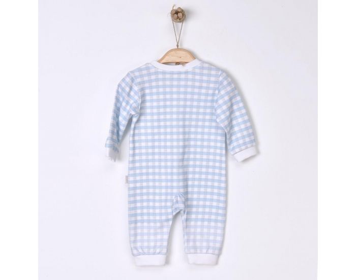 SEVIRA KIDS Combi bb zipe en coton biologique GOTS de 1 mois  12 mois - Collection Vichy Bleu (6)