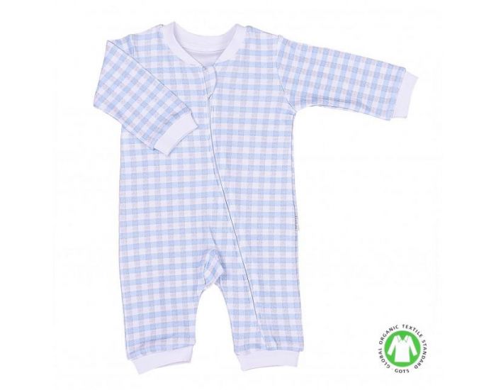 SEVIRA KIDS Combi bb zipe en coton biologique GOTS de 1 mois  12 mois - Collection Vichy Bleu (8)