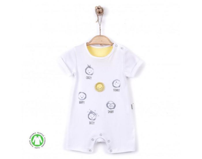 SEVIRA KIDS Combishort barboteuse bb en coton biologique - Emotions Blanc (4)