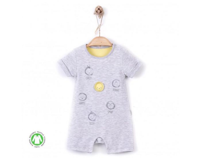 SEVIRA KIDS Combishort barboteuse bb en coton biologique - Emotions Gris (6)