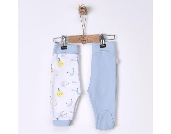 SEVIRA KIDS Lot de 2 pantalons bb en coton bio - Dreams Bleu (1)