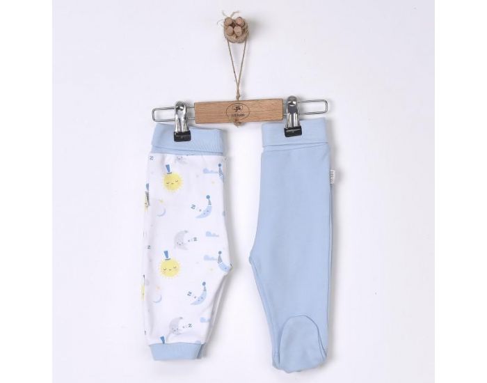 SEVIRA KIDS Lot de 2 pantalons bb en coton bio - Dreams Bleu (17)