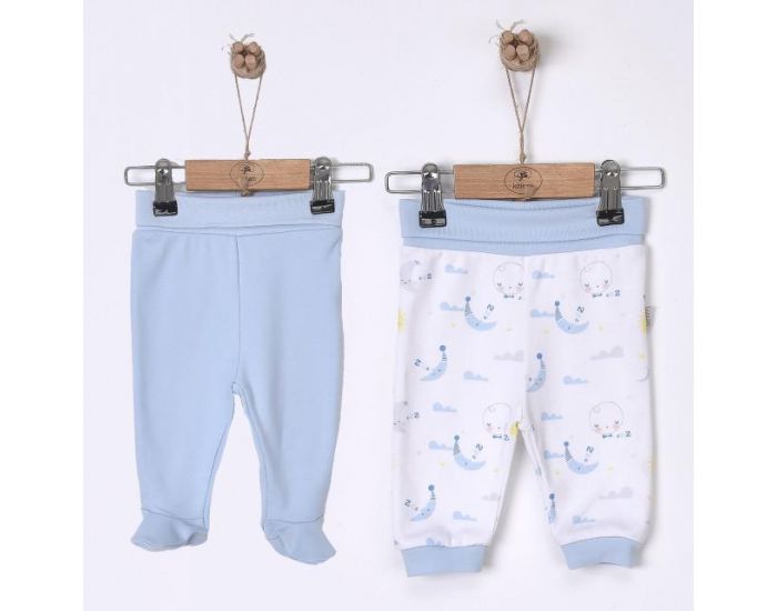 SEVIRA KIDS Lot de 2 pantalons bb en coton bio - Dreams Bleu (8)