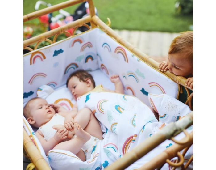 SEVIRA KIDS Drap housse bb en coton certifi - Collection Premium - Arc en Ciel (1)