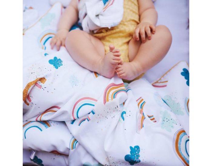 SEVIRA KIDS Drap housse bb en coton certifi - Collection Premium - Arc en Ciel (3)