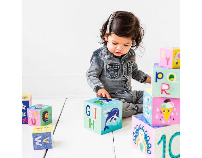 PETIT MONKEY Set de 10 cubes  empiler - Ds la naissance (1)
