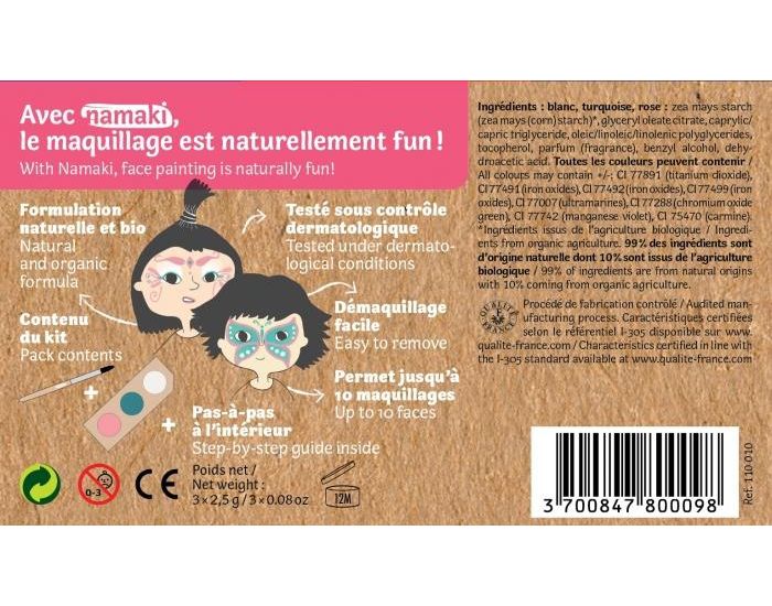 NAMAKI Kit maquillage bio 3 couleurs - Princesse et Papillon (3)