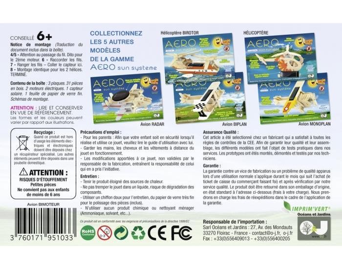 ROBOTIME Maquette Solaire - Avion bimoteur - Ds 6 ans (1)