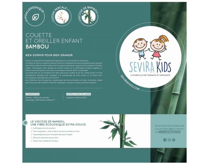 SEVIRA KIDS Couette et Oreiller Enfant - Coton Percale et Viscose de Bambou (2)
