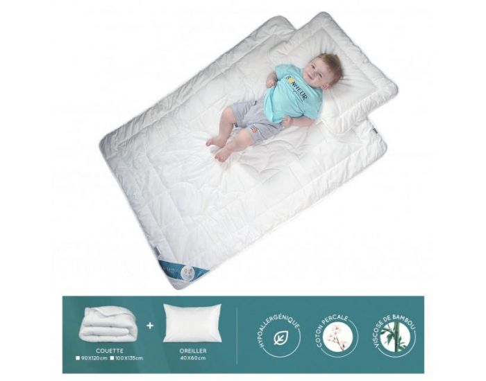 SEVIRA KIDS Couette et Oreiller Enfant - Coton Percale et Viscose de Bambou (5)